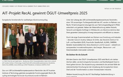 AIT-Projekt RecAL gewinnt ÖGUT-Umweltpreis 2025