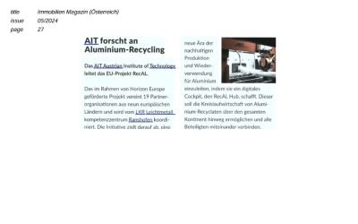 AIT forscht an Aluminium-Recycling